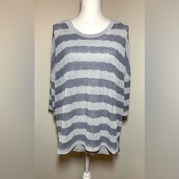 NWT Grace Elements Gray Knit Stripe Sweater with Tank Top Women Size Small - Picture 1 of 7